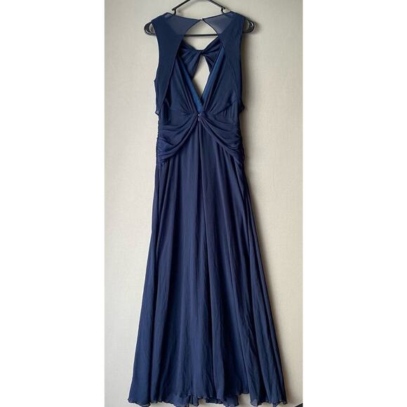 Badgley Mischka‎ sz 6 navy blue maxi long  formal gown - Picture 4 of 8